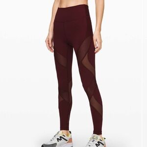Lululemon Wunder Under High Rise Tight Mesh 6 Garnet